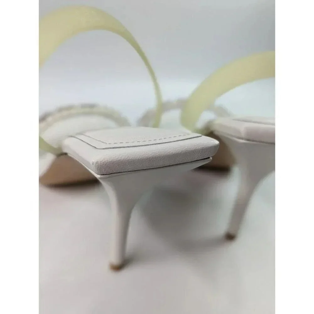 Givenchy Chain Embellished G Woven Ivory Leather Heel Sandals Size 41 MSRP $925 - Picture 8 of 13